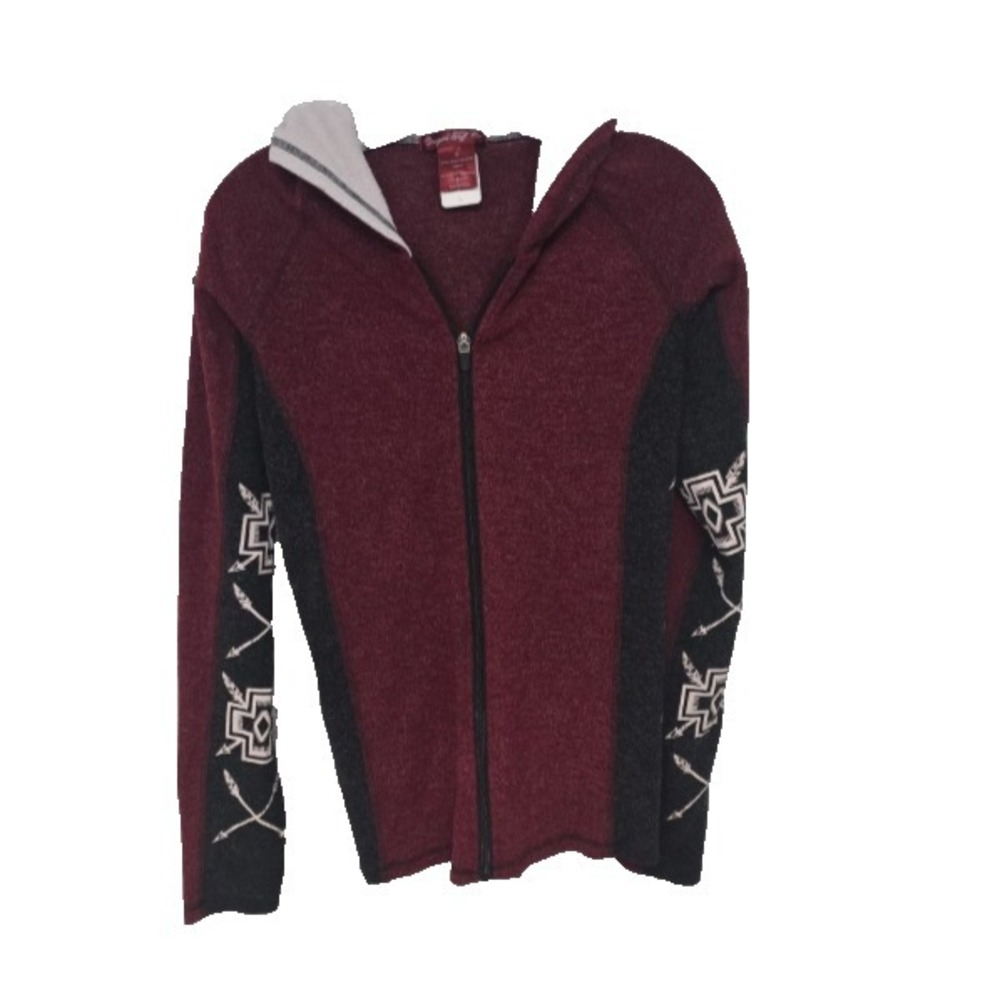 Cowgirl Tuff Co. Tribal Print Light Zip Hoodie Maroon, Black & White Size Small